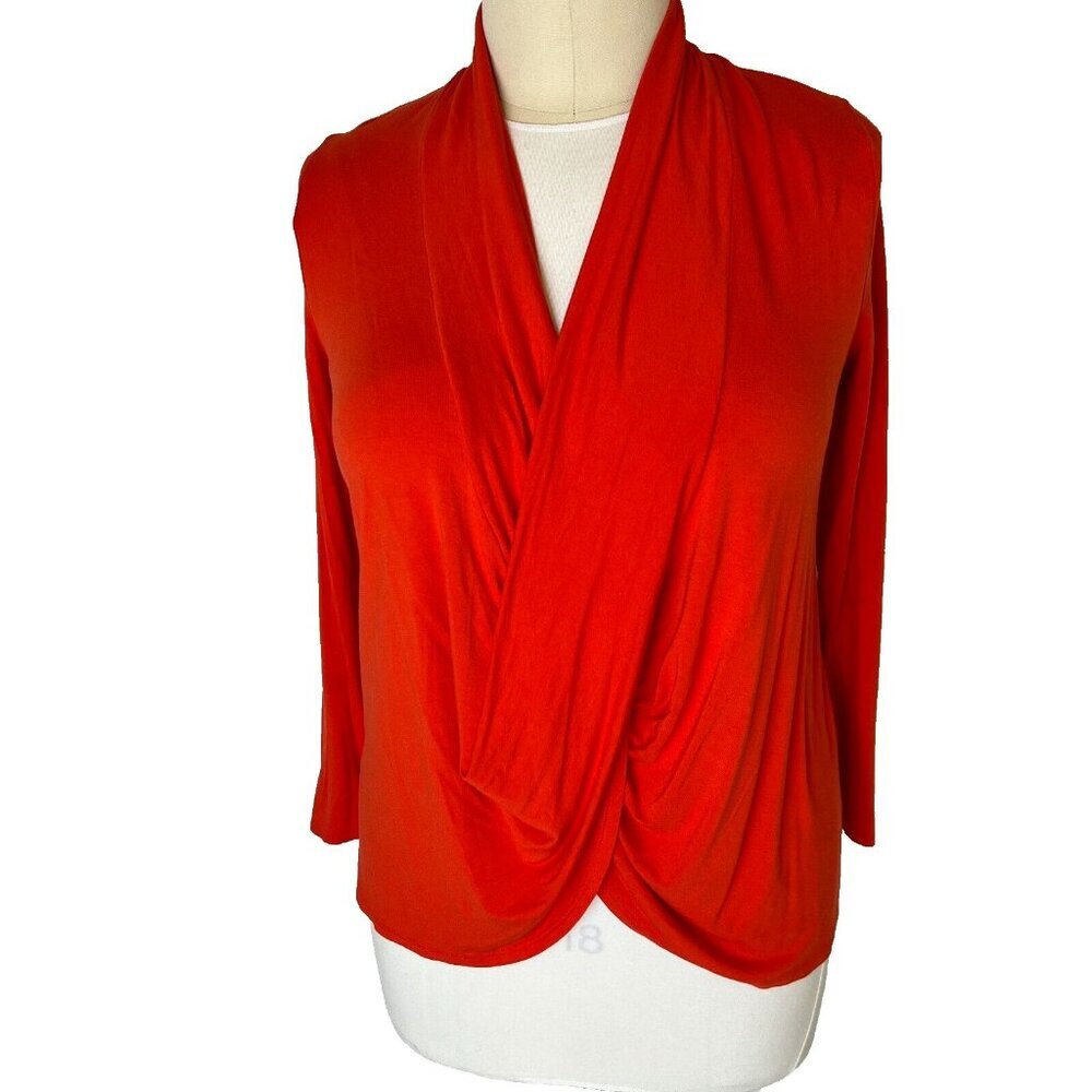 Chico's Zenergy - Women's M-XL Orange Blouse Cross Front Oversized Long Sleeve